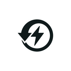 Renewing electrical energy icon isolated of flat style design on a white background