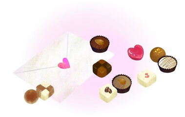 ハッピーバレンタイン　チョコレートのプレゼントのイラスト