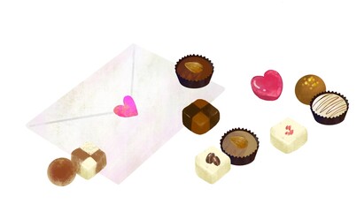 ハッピーバレンタイン　チョコレートのプレゼントのイラスト