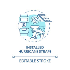Installed hurricane straps turquoise concept icon. Enforcing systems abstract idea thin line illustration. Isolated outline drawing. Editable stroke. Roboto-Medium, Myriad Pro-Bold fonts used