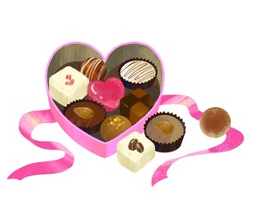 ハッピーバレンタイン　チョコレートのプレゼントのイラスト