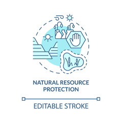 Natural resources protection turquoise concept icon. Wildlife abstract idea thin line illustration. Isolated outline drawing. Editable stroke. Roboto-Medium, Myriad Pro-Bold fonts used