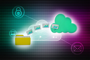 3d rendering Cloud computing concept, Cloud internet technology concept background, Cloud computing and network data Storage concept