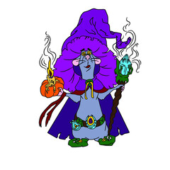 Vector children's design for backgrounds and fabrics, postcards.Funny Halloween party,pumpkin, ghost,skull,broom,bat