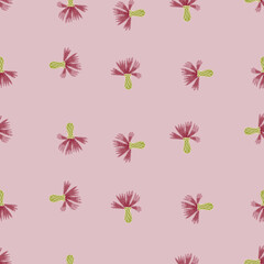 Cornflowers pattern seamless in freehand style. Spring flowers on colorful background. Vector illustration for textile.