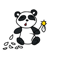 Naklejka premium Vector children's design for backgrounds and fabrics, postcards.Cute panda