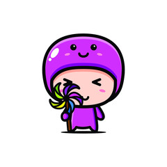 child playing windmill