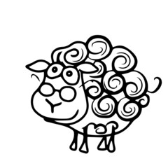 Vector children's design ,for a postcard banner sticker.Lamb