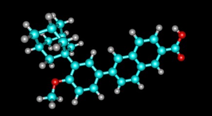 Adapalene molecular structure isolated on black