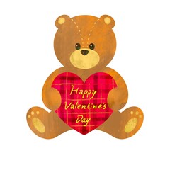 ハートを持ったくまのイラスト　バレンタイン