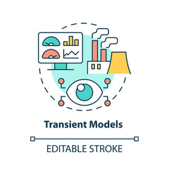 Transient models concept icon. Factory speed and safety prediction abstract idea thin line illustration. Isolated outline drawing. Editable stroke. Roboto-Medium, Myriad Pro-Bold fonts used