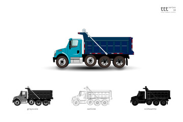 Insulated colored truck. 4-axle dump truck with lift axle © Olexa