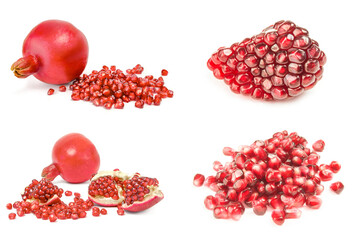 Collection of pomegranates isolated on a white cutout