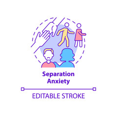 Separation anxiety concept icon. Fear to loss someone. Anxiety disorder abstract idea thin line illustration. Isolated outline drawing. Editable stroke. Roboto-Medium, Myriad Pro-Bold fonts used