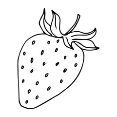 Single element of Strawberry slice in doodle summer set. Hand drawn vector illustration for greeting cards, posters, stickers and seasonal design.