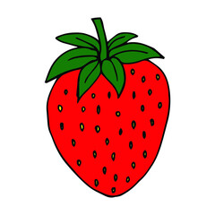 Fototapeta premium Single element of Strawberry slice in doodle summer set. Hand drawn vector illustration for greeting cards, posters, stickers and seasonal design.