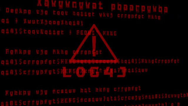 Log4j vulnerability alert showing with background running code - concept of cyberspace, data breach and attack.