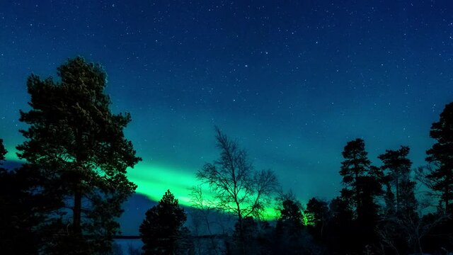 Aurora Borealis, or Northern Lights timel apse video. Auroras are best seen in Northernmost Finland during cold and clear winter nights. 