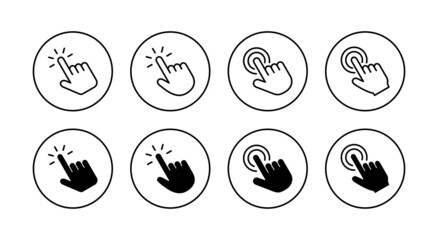 Hand click icons set. pointer sign and symbol. hand cursor icon