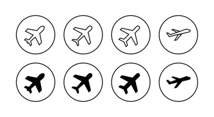 Plane icons set. Airplane sign and symbol. Flight transport symbol. Travel sign. aeroplane