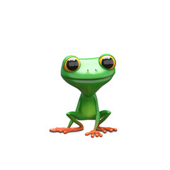 3D Illustration of a Green Frog in Frog Pose