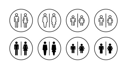 Toilet icons set. Girls and boys restrooms sign and symbol. bathroom sign. wc, lavatory