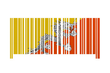 World countries. Bar code decorative on white background. Made in Bhutan