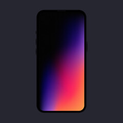 Isolated Smartphone with Gradient Screen. Front view Mockup. Vector illustration