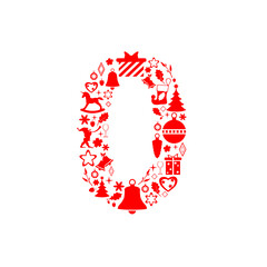 The letter O with Christmas elements. Floral and festive elements