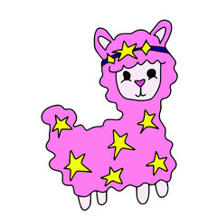  Vector children's design ,for a postcard banner sticker.Dear Lama