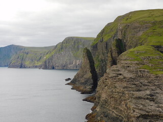 Beautiful mountain landscapes along the Atlantic Coast of the Faroe Islands