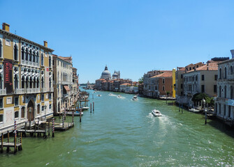 Venice, Italy, July 2017 -  view of Venice's largest canal, also known as Grand Canal