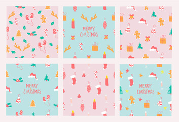Vector seamless Christmas patterns  - vector illustration, eps stock illustration