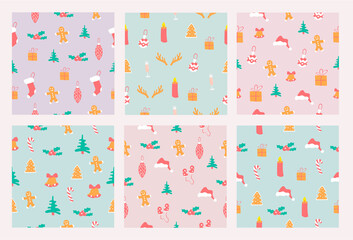 Vector seamless Christmas patterns  - vector illustration, eps stock illustration