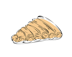 Turkish dish borek. Burek, pide, lavash. Traditional authentic Turkish cuisine. Doodle. Hand drawn. Vector illustration