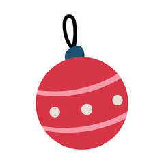Fototapeta premium Hand drawn Christmas toy ball. Symbol of Happy New Year, Xmas holiday celebration, winter.