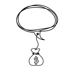 	
Comment bubble with signs as line drawing on white background. Vector
