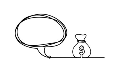 	
Comment bubble with signs as line drawing on white background. Vector
