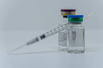 equipment for vaccination, closed vail bottles and syringe