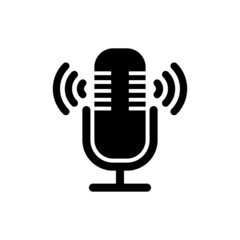 Podcast microphone. Flat design concept Podcast banner. Vector illustration.