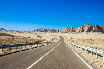 An empty desert road in Africa
