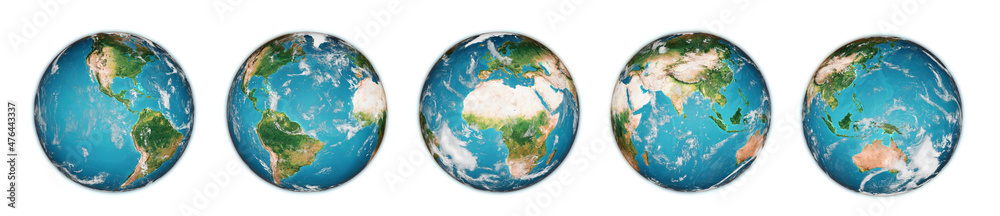 Wall mural planet earth globe set. elements of this image furnished by nasa. 3d rendering