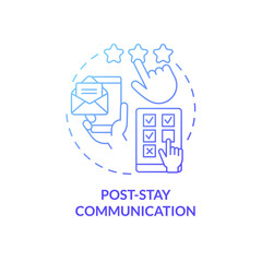Post stay communication blue gradient concept icon. Contact customer. Touchless system abstract idea thin line illustration. Isolated outline drawing. Roboto-Medium, Myriad Pro-Bold fonts used