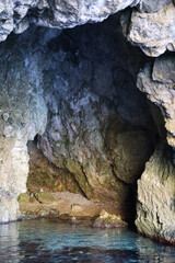 Greece, Corfu. Cave in the sea.