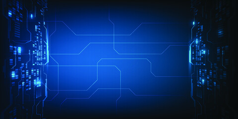 Vector illustrations of hi-tech blue futuristic digital technology.Future tech desing concepts.