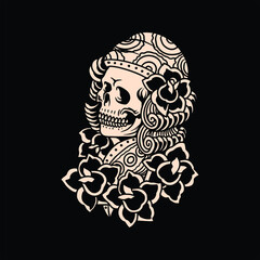 skull girl tattoo vector design