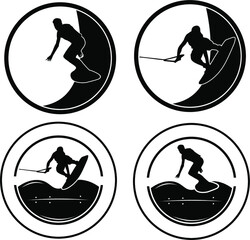 set of icons surfing