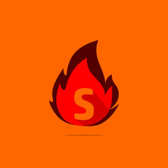fire design template combination with s letter , hot fire icon vector.