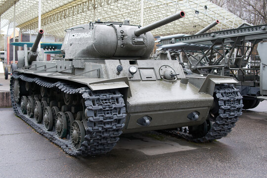 Moscow, Russia - November 19, 2021: Kliment Voroshilov tank (KV-1S) displayed at Victory Park on Poklonnaya Gora.