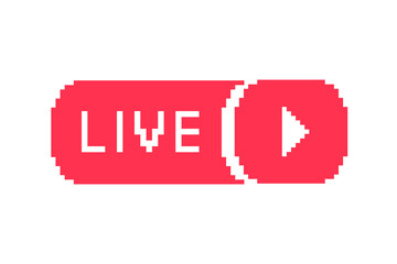 Live pixel vector icon. play button for news, radio, television or online broadcast.